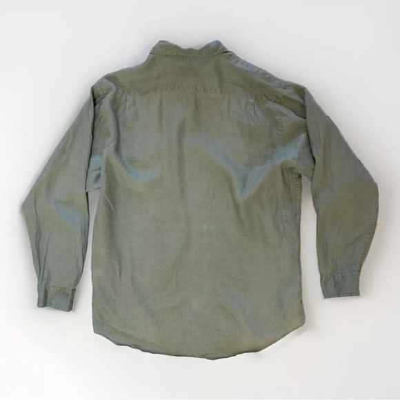 ALEX KNOST RVCA MENS LINEN SHIRT EXTRA LARGE XL GREEN BUTTON UP FRONT POCKET - Picture 2 of 5